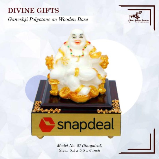 Ganeshji Polystone on Wooden Base