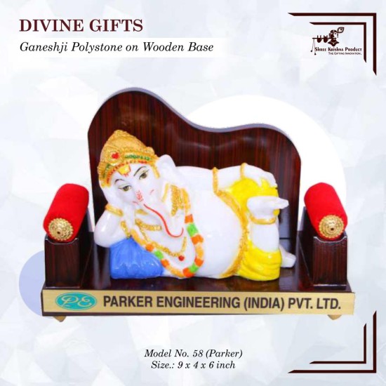 Ganeshji Polystone on Wooden Base